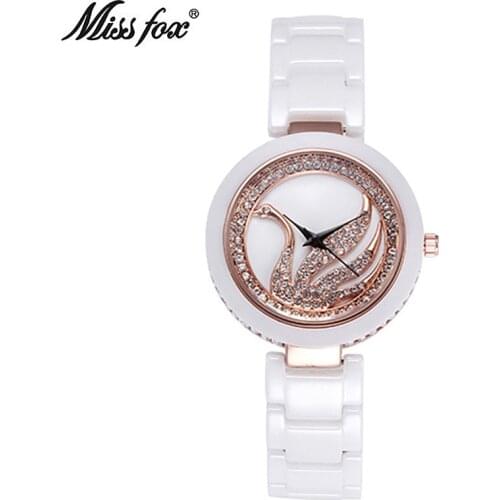 Watches Women Luxury Brand Miss Fox New Fashion Ceramic Girl Watch 3ATM Waterproof Quartz Wrist Watch hodinky relogio feminino