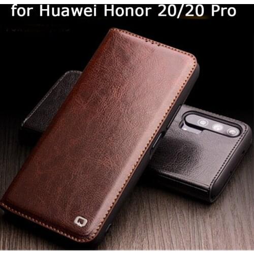 Honor 20pro Case Qialino Genuine Leather Case For Huawei Honor v20 20 Phone Shell Business Flip Skin For Huawei Honor 20 Pro