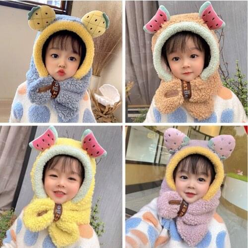 Baby Winter Hat Breathable Warm Hat Scarf One Autumn and Winter Baby Boys and Girls Child Ear Protection Cute and Super Cute