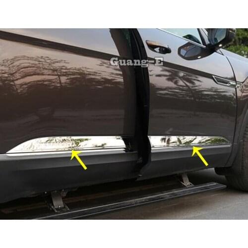 For VW Volkswagen Teramont Atlas 2017 2018 2019 2020 Car Cover Detector Stainless Steel Side Door Body Trim Sticks Strip Molding