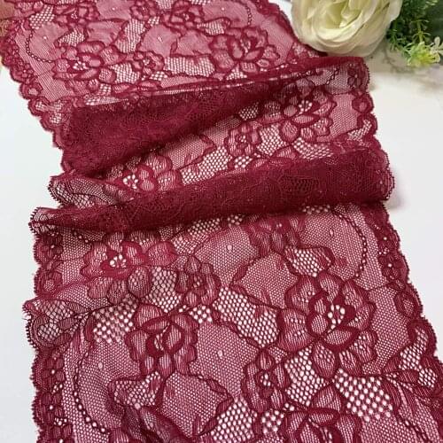 3y/lot 20cm Dark red Elastic Stretch Lace trim Skirt Hem Underwear Sewing Craft DIY Apparel Fabrics