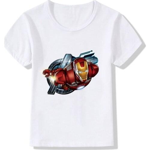 Marvel Boys Girls T-Shirts Ironman Print Baby Kids T Shirt Disney Avengers Clothes Tops Superhero Tees Summer Casual Costumes