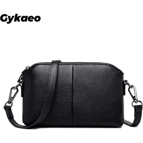 Gykaeo Top Layer Cow Leather Womens Shoulder Bag 2020 Ladies Small Genuine Leather Crossbody Bags for Women Black Clutch Purse