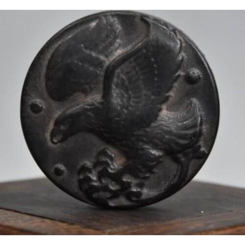 Hongshan culture archaize black iron meteorite male eagle show wing statue
