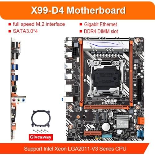 JINGSHA X99 D4 LGA2011-V3 Professional 4 Channel DDR4 Desktop Computer Motherboard Module LGA2011-3 M.2 SSD USB3.0 DATA3.0