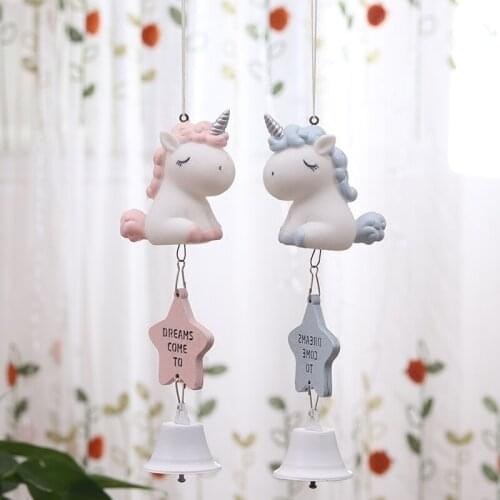 Unicorn Wind Chime Hanging Creative Girl Bedroom Room Bell Pendant Small Fresh Girl Heart Birthday Gift Room Decoration