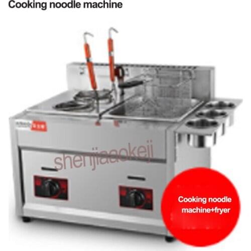 Commercial Gas double cylinder cooking machine frying machine noodle cooker Stainless steel Cooking noodle machine+fryer 1pc