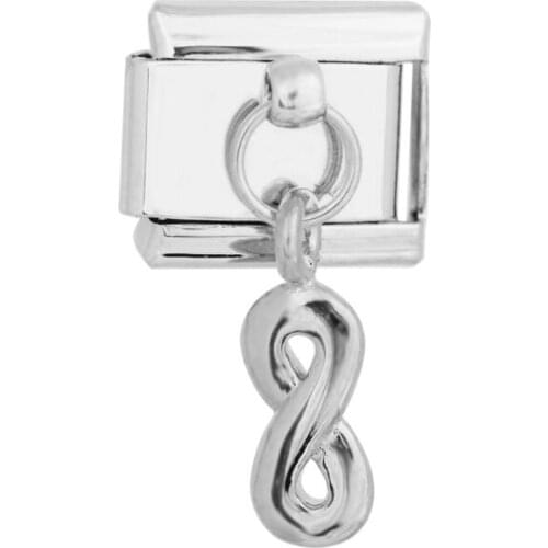 Stainless Steel Composable links 9mm silver plated love infinity sign dangle Italian charm bracelet Fit Zoppini Dropship