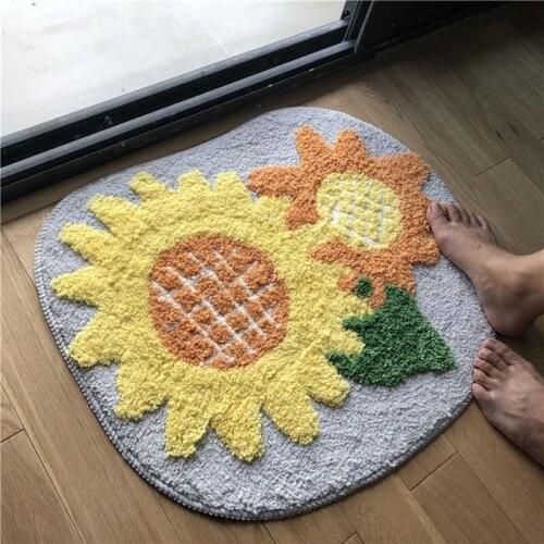 Sunflower Cute Floor Mat Cartoon Water Absorption Door Mat Toilet Bathroom Anti-Slip 50cmX60cm