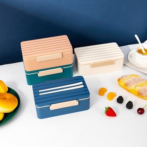 Microwave Lunch Containers Box With Compartments Bento Box Japanese Style Leakproof Food Container For Kids With Tableware