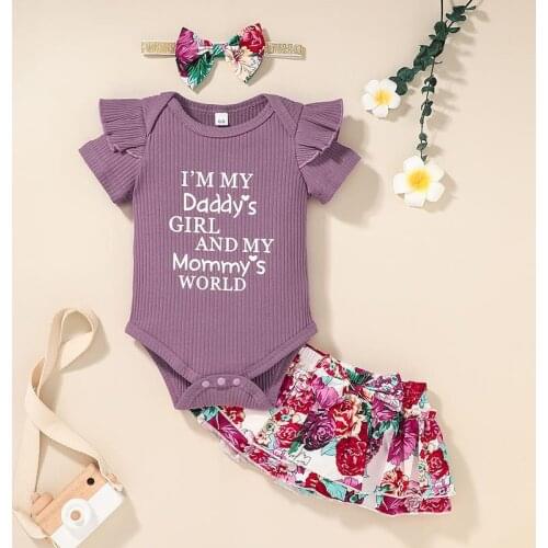 Summer Fashion Baby Girls Clothes Set Girl Cotton Short Sleeved Bodysuits Flower Shorts 0-24m Kids Outfits Toddler Sets