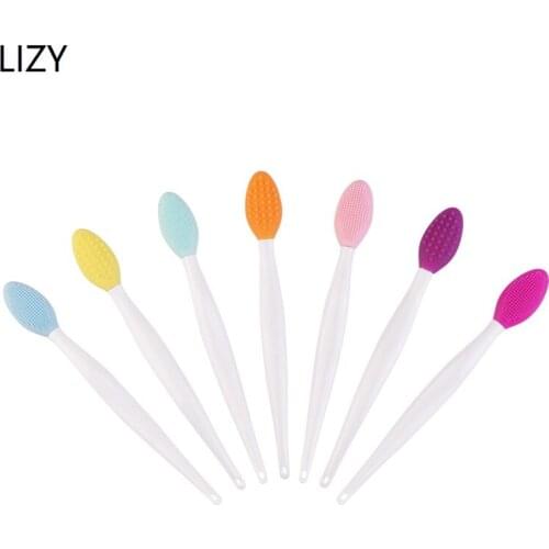 LIZY 1pc Double Sided Exfoliating Lip Brush Nose Face Body Cleansing Scrub Brushes Skin Deep Wash Cleaning Makeup Beauty Tools