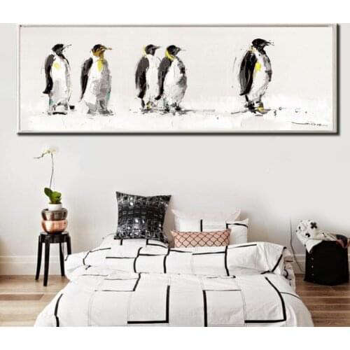 Lovely Animal Landscape Canvas Painting Penguins Digital Print Poster for Living Room Decoration Wall Canvas Art Home Decor Gift