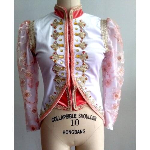 Velvet fabric and gold applique gold trim mans ballet jacket Mens performance dance jacket