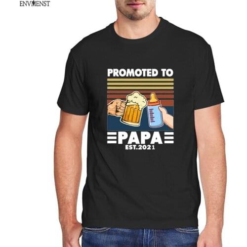 Promoted to Papa 2021 Funny Drinking First Time Dad Husband To Be 2021 Fathers Day Gifts Funny Mens Shirt Short Sleeve T-Shirt