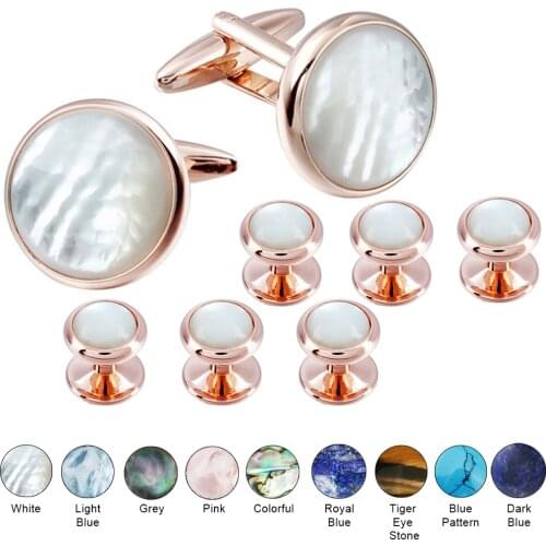 HAWSON Mens Stone Cufflinks and Dress Studs Set for Wedding Party-Available In Multiple Colors