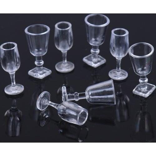 4pcs/lot Transparent Cup Tableware Set Dollhouse Miniature Toy Doll Food Kitchen living room Accessories 1:12 Scale