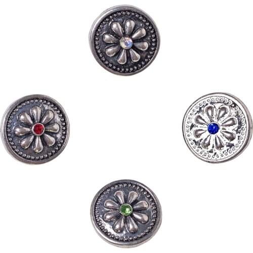 New Arrival Mixed Round Snap Buttons Pattern Carved Fit Snap Bracelets Flower Crystal Charm MDB18-205 Drop Shipping