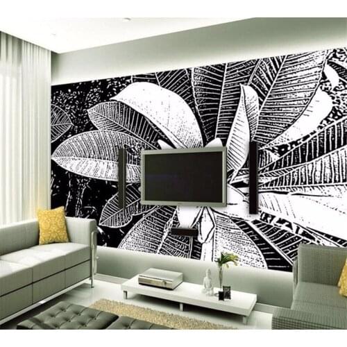 Beibehang Customized Wallpaper 3D Mural Fashion Art Pattern Black White Leaf Living Room Bedroom TV Background papel de parede