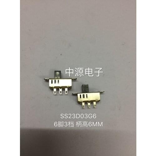 Original new 100% SS23D32G6 horizontal handle toggle switch double 6pin 3 gear with screw lug toothless white shell sliding
