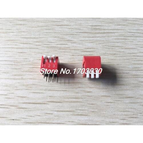 10 Pcs 2.54mm Pitch 3 Position Piano Type DIP Switch Red