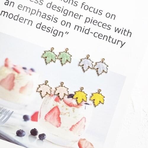 10pcs 24x18mm Handmade Enamel Maple Leaf Charms Pendants Jewelry Making Accessories For Earring Necklace DIY Material Wholesale