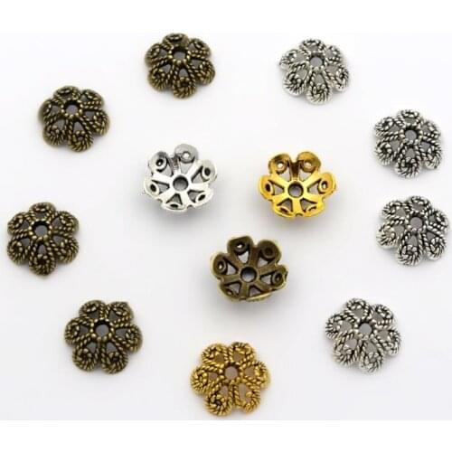 50pcs Flower Hollow Out Loose Spacer Bead Caps For Jewelry Making Handmade Jewelry Diy Necklace Accessories Wholesale