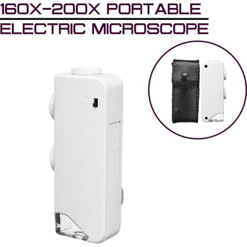Adjustable Portable Electric Microscope 160X-200X Battery Powered Lens Focus LED Light HD Mini Microscopes Optical Instruments