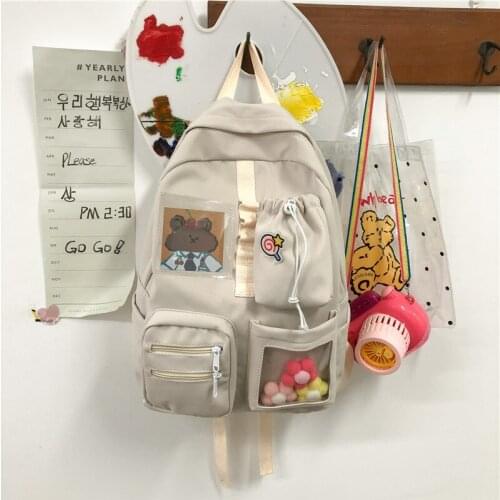 Schoolbag female Korean Harajuku ulzzang large capacity ins cute girl simple middle school student junior high school student