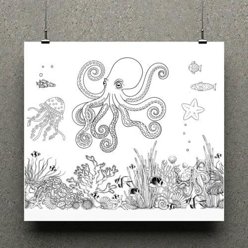 AZSG Octopus Jellyfish Starfish Clear Stamps For Scrapbooking DIY Clip Art /Card Making Decoration Stamps Crafts