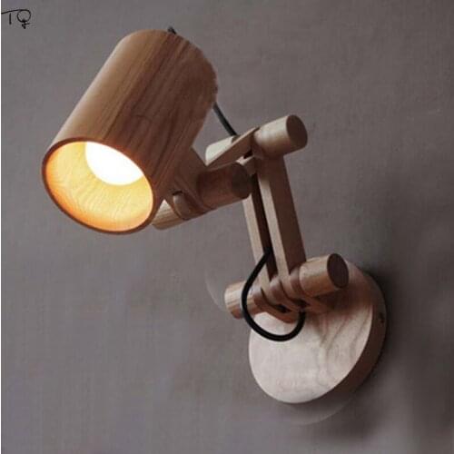Nordic Modern Solid Wood Wall Lamp for Bedroom Lamp Bedside Home Lighting LOFT Decor Home Led Wall Sconce Light Fixtures Study