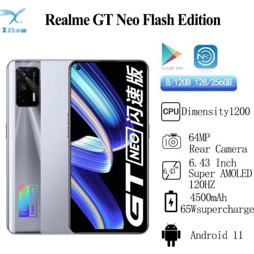 Realme GT NEO 5G Smartphone 120Hz Super Amoled 6.43" Rear 64MP Front 16MP Fingerprint 50W Fast Charge 4500mAh NFC Mobile Phone