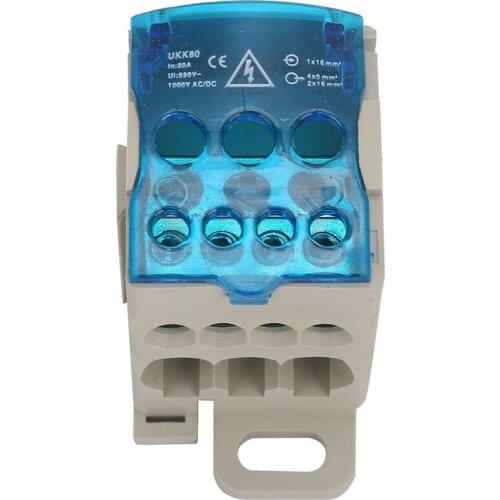 UKK-80A Din Rail Terminal Block Distribution Box Electric Wire Connector Universal Power Junction Box