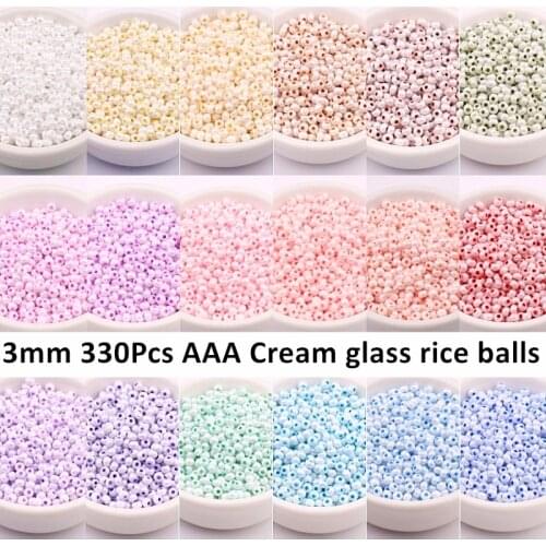 330Pcs/Pack Size 3mm Uniform Cream Glass Beads Seed Spacer Beads 20 Colors Mini Glass Beads Diy Handmade Jewellery Fittings 10g