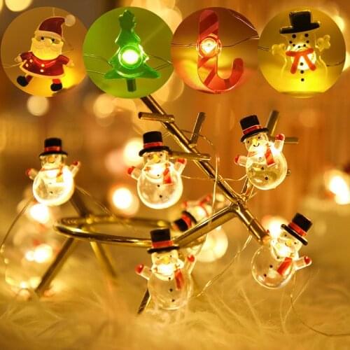 20led Xmas Santa Claus Snowman Fairy LED Light String By Battery Christmas Decoration for Home Navidad Ornaments New Year Gifts