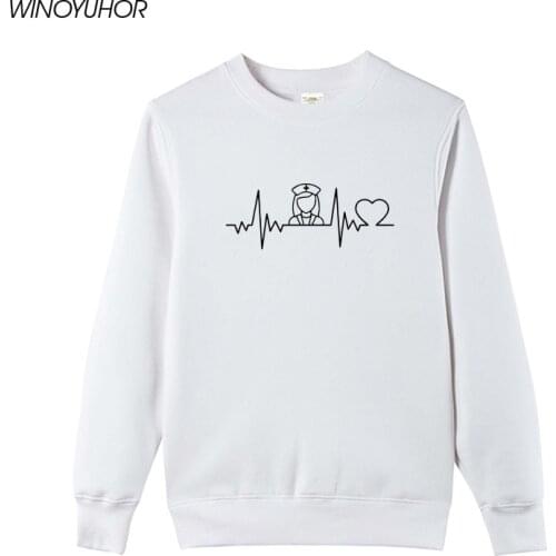 Nurse Heartbeat Funny Printed Sweatshirts Women 2020 New Winter Long Sleeve Hoodies Lady Girls Gift Tops Pullovers