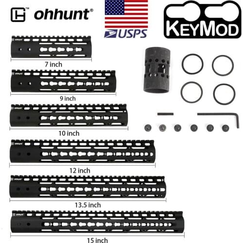 Ohhunt Tactical 7" 9" 10" 12" 13.5" 15" AR15 Rail NSR Free Float Keymod Handguard Picatinny Rail with Steel Barrel Nut