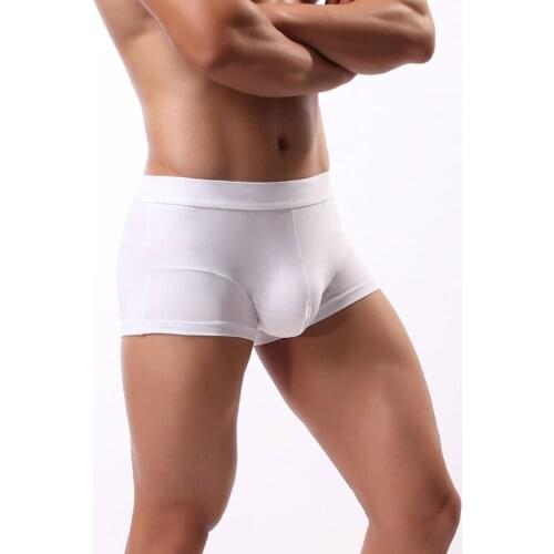 Sexy Men Cotton Shiny Breathable Boxer Seamless Smooth 3D Big U Convex Pouch Boxer Underwear Gay Wear Low Rise Plus Size F10