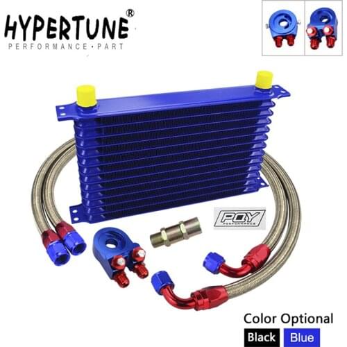 UNIVERSAL 13ROWS TRUST TYPE OIL COOLER KIT + OIL FILTER ADAPTER + BRAIDED HOSE AN10 HOSE With PQY STICKER+BOX