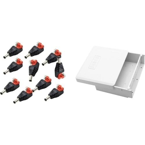 Waterproof Junction Box Medium Size+10pcs 12V DC Male Push-type Adapter