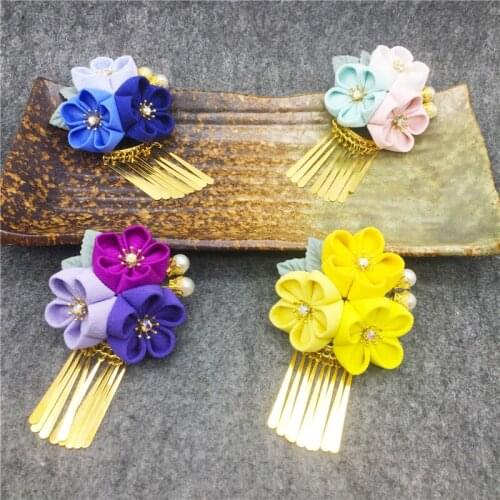 Japanese Kimono Hairpin Woman Hair Clip Cosplay for Kimono Hanfu Hand-made Hair Accessories Cute Girl Headdress Yukata Headwear