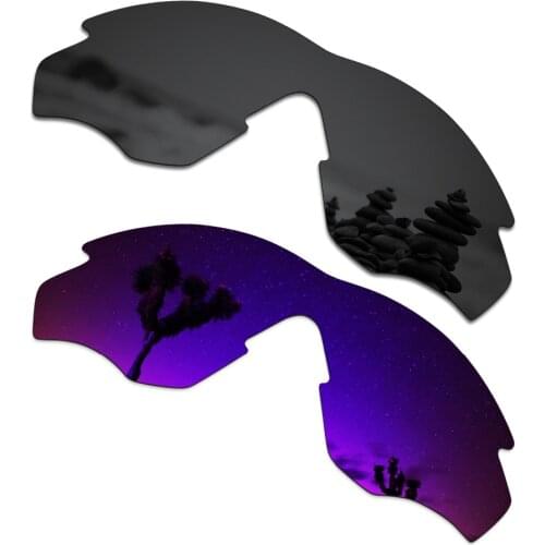 SmartVLT 2 Pieces Polarized Sunglasses Replacement Lenses for Oakley M2 Stealth Black and Plasma Purple