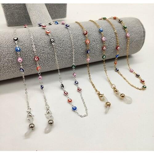 Eyeball Beaded Eyeglasses Chain for Women Colorful Evil Eye Necklace Sunglasses Strap Cord Mask Lanyard