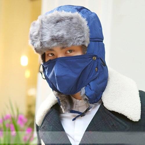 2020 Winter Bomber Hats Ushanka Russian Fur Hat Warm Thickened Ear Flaps Cap For Men&Women Mask Balaclava