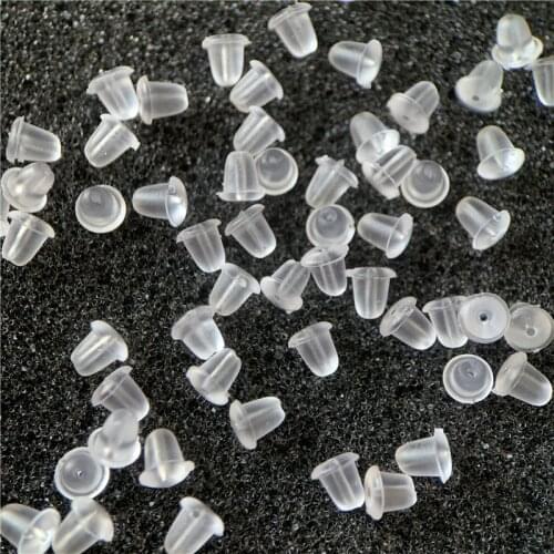 100pcs/lot Clear Soft Silicone Rubber Earring Backs Safety Bullet Stopper Rubber Jewelry Accessories DIY Parts Ear Plugging