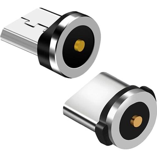 2 Pcs Round Magnetic Cable Plug 8 Pin Plugs Fast Charging Phone Magnet Charger Plug Micro-USB & Type-C Plugs