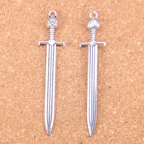 28pcs Charms sword cat 66x15mm Antique Pendants,Vintage Tibetan Silver Jewelry,DIY for bracelet necklace