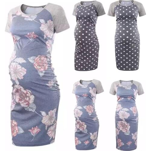 #58 Maternity Dresses Women Summer O-neck Print Short Sleeve Causel Pregnant Maternity Nursing Dress Pyjamas Maternité Hôpital