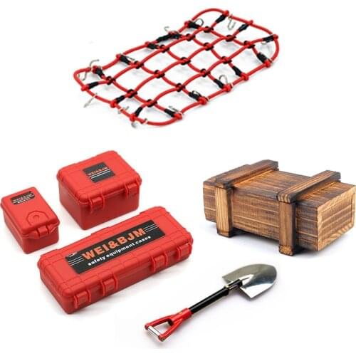 6PCS/Set Simulated Decoration Suitcase Luggage Net Shovel for TRX4 Defender SCX10 90046 90047 MST Jimny VS4 RC Car Accessories-R