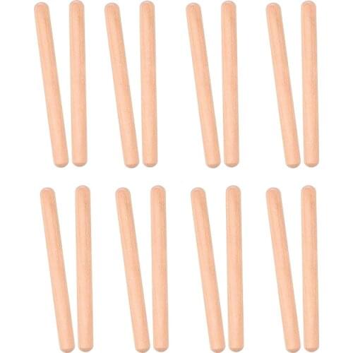 8 Pairs Classical Wood Claves Musical Percussion Instrument Natural Hardwood Rhythm Sticks Percussion Rhythm Sticks Children Mus